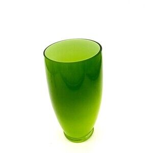 Green Glass Cased 8" Flower Vase